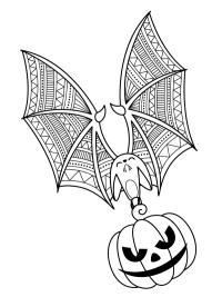 Halloween-lepakko lent&auml;&auml; kurpitsan kanssa