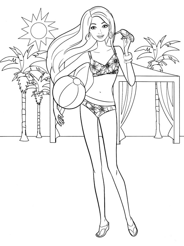 Barbie bikinissä värityskuva Barbie bikinissä värityskuva
