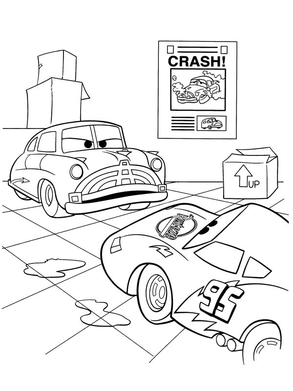 Doc Hudson ja Salama McQueen värityskuva Doc Hudson ja Salama McQueen värityskuva
