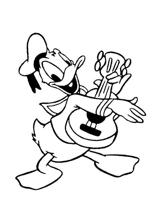 Aku Ankka soittaa kitaraa värityskuva Aku Ankka soittaa kitaraa värityskuva