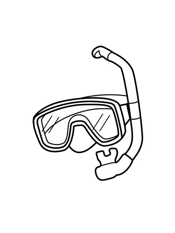 Snorkkeli ja uimalasit värityskuva Snorkkeli ja uimalasit värityskuva