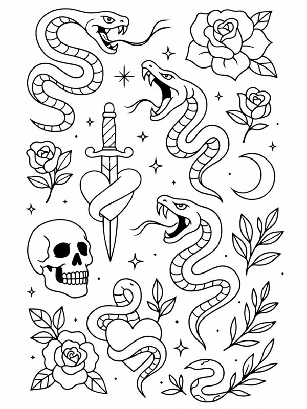 Flash-tatuoinnit värityskuva Flash-tatuoinnit värityskuva