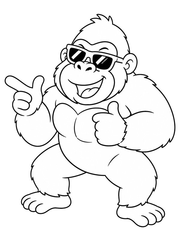 Gorilla aurinkolaseissa värityskuva Gorilla aurinkolaseissa värityskuva