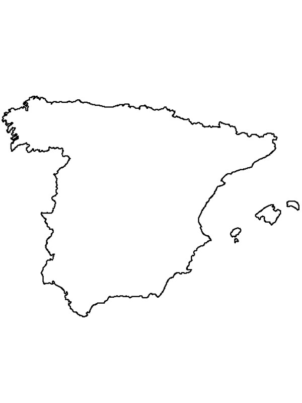 Espanjan kartta värityskuva Espanjan kartta värityskuva