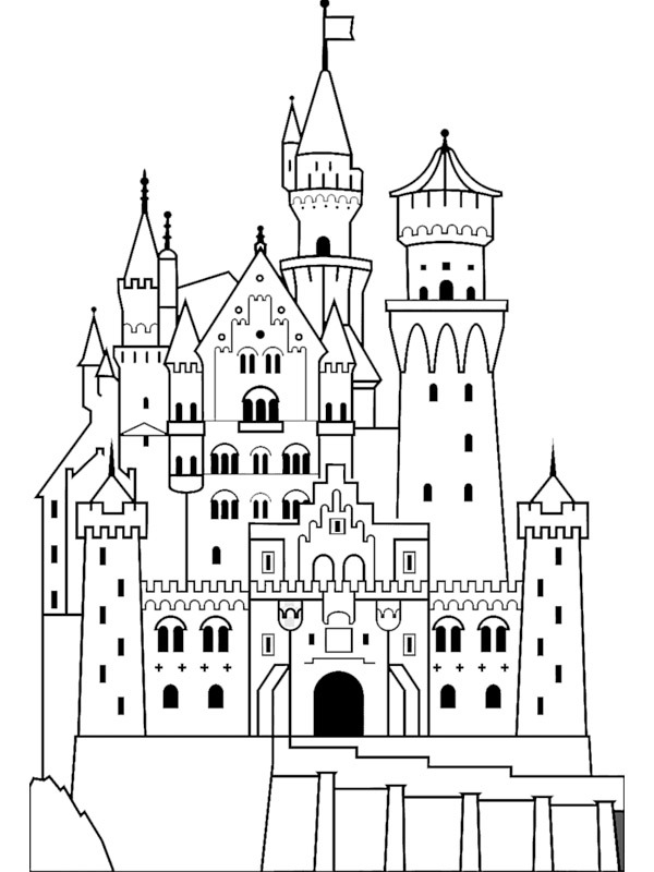 Neuschwansteinin linna (Saksa) värityskuva Neuschwansteinin linna (Saksa) värityskuva