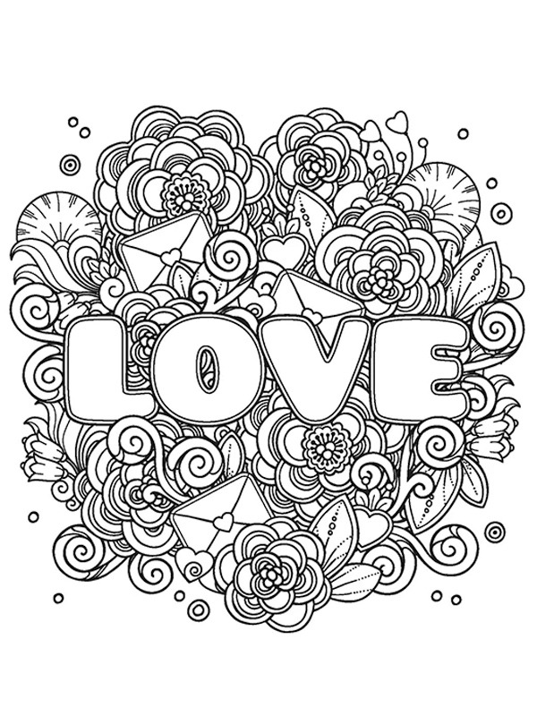Love aikuisille värityskuva Love aikuisille värityskuva