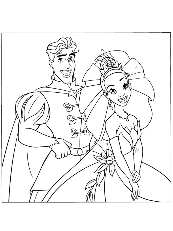 Prinssi Naveen ja prinsessa Tiana värityskuva Prinssi Naveen ja prinsessa Tiana värityskuva